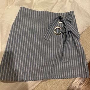 Blue and white stripped mini skirt